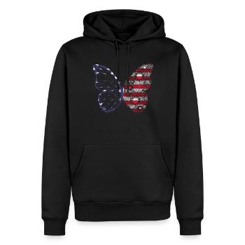 Papillon floral 4 juillet Jour de l’indépendance - Sweat à capuche Premium bio Homme - noir - Devant - Nico (187cm)