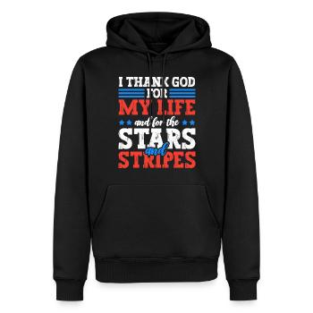 Je remercie Dieu pour ma vie et pour les étoiles - Sweat à capuche Premium bio Homme - noir - Devant - Nico (187cm)