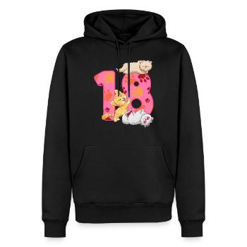 Chaton de 18e anniversaire | Chemise d’anniversaire de chat - Sweat à capuche Premium bio Homme - noir - Devant - Nico (187cm)