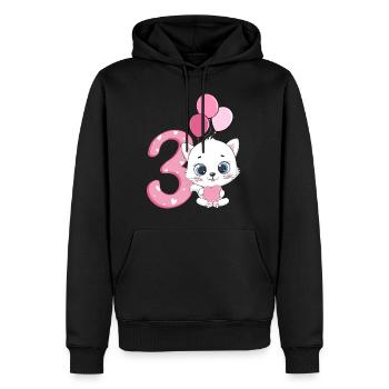 Chaton 3ème anniversaire | Chemise d’anniversaire de chat | - Sweat à capuche Premium bio Homme - noir - Devant - Nico (187cm)