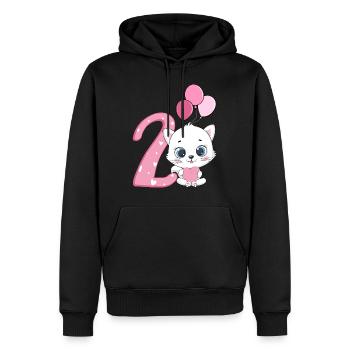 Chaton 2e anniversaire | Chemise d’anniversaire de chat | - Sweat à capuche Premium bio Homme - noir - Devant - Nico (187cm)
