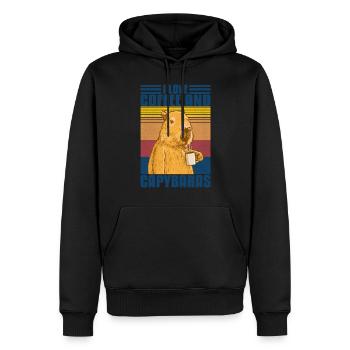 I love coffee and capybaras - Männer Premium Bio Hoodie - Schwarz - Vorne - Nico (187cm)
