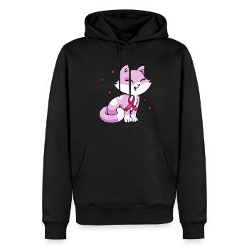 Chat nœud rose mignon octobre - Sweat à capuche Premium bio Homme - noir - Devant - Nico (187cm)