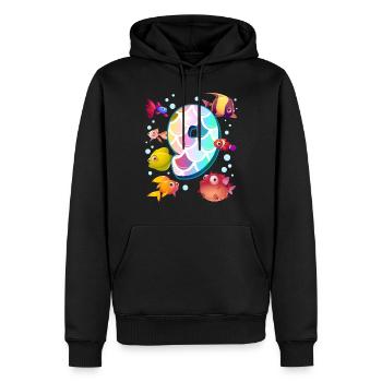 9. Geburtstag | Regenbogenfisch Geburtstag | - Männer Premium Bio Hoodie - Schwarz - Vorne - Nico (187cm)