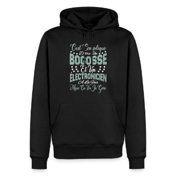 compliqué d'être un Bogosse et un électronicien. - Sweat à capuche Premium bio Homme - noir - Devant - Nico (187cm)