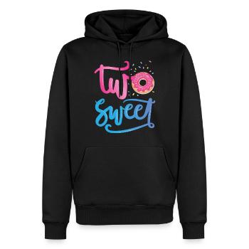 Deux bonbons | Chemise d’anniversaire Donut | Sur le thème des beignets - Sweat à capuche Premium bio Homme - noir - Devant - Nico (187cm)