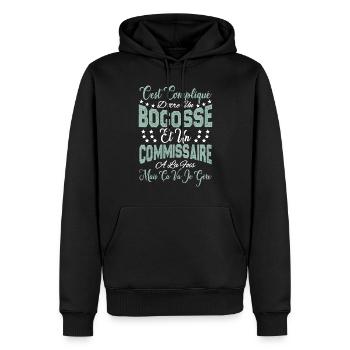 c'est compliqué être un Bogosse et un Commissaire. - Sweat à capuche Premium bio Homme - noir - Devant - Nico (187cm)