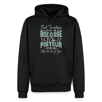 c'est compliqué d'être un Bogosse et un Pisteur. - Sweat à capuche Premium bio Homme - noir - Devant - Nico (187cm)