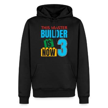 Ce constructeur est maintenant 3, blocs de jouets 3. - Sweat à capuche Premium bio Homme - noir - Devant - Nico (187cm)