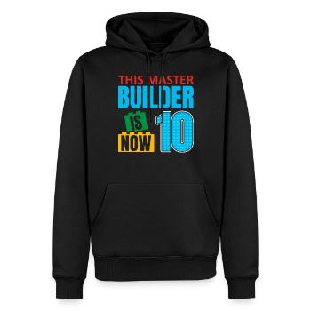 This builder is now 10, Toy Blocks 10. - Men’s Premium Organic Hoodie - black - Front - Nico (187cm)