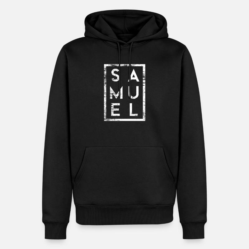 Samuel Minimalismus - Männer Premium Bio Hoodie - Schwarz