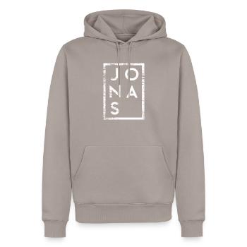 Jonas Minimalismus - Männer Premium Bio Hoodie - Taupe - Vorne - Nico (187cm)