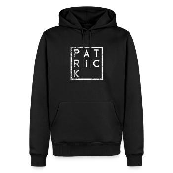 Patrick Minimalism - Men’s Premium Organic Hoodie - black - Front - Nico (187cm)