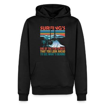 Surfing - Welle Palmen Strand Surfen - Männer Premium Bio Hoodie - Schwarz - Vorne - Nico (187cm)