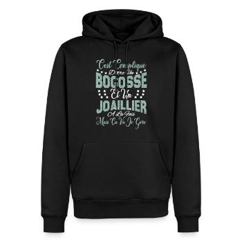 c'est compliqué d'être un Bogosse et un Joaillier. - Sweat à capuche Premium bio Homme - noir - Devant - Nico (187cm)