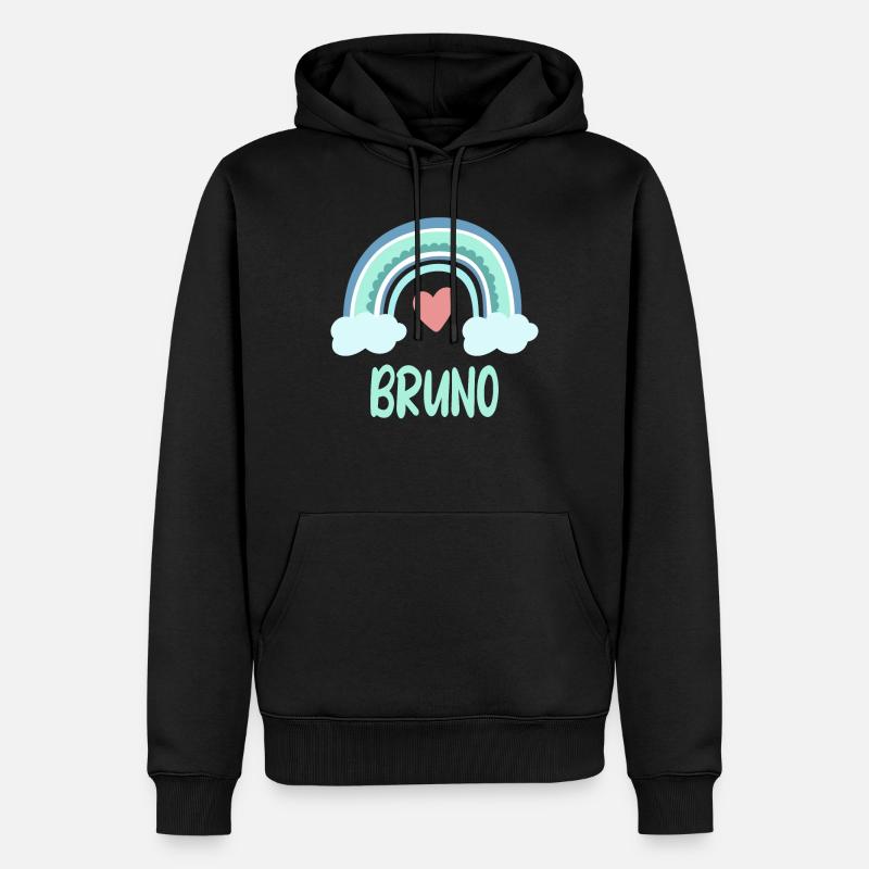 Bruno Name Regenbogen Baby - Männer Premium Bio Hoodie - Schwarz