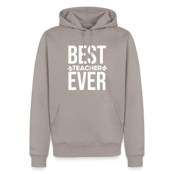 Meilleur professeur de tous les temps - Sweat à capuche Premium bio Homme - taupe - Devant - Nico (187cm)