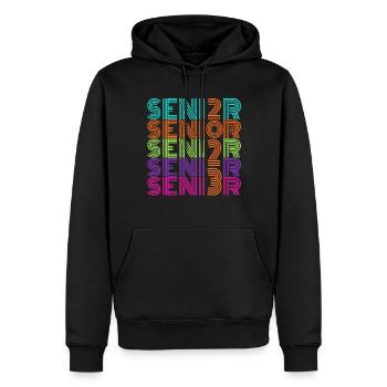 Retro Vintage Neon Senior 2023 | Senior High Gift - Männer Premium Bio Hoodie - Schwarz - Vorne - Nico (187cm)