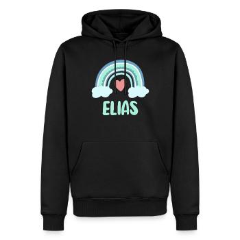 Elias Name Regenbogen Baby - Männer Premium Bio Hoodie - Schwarz - Vorne - Nico (187cm)