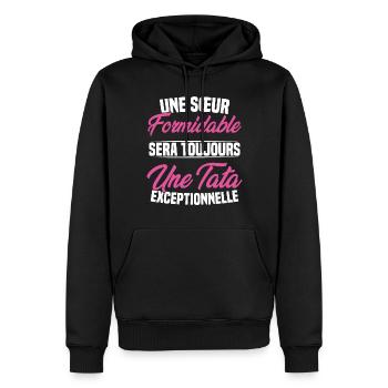 Une sœur formidable donne une tata exceptionnelle - Sweat à capuche Premium bio Homme - noir - Devant - Nico (187cm)