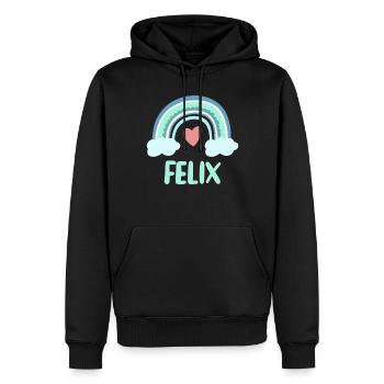 Felix Name Regenbogen Baby - Männer Premium Bio Hoodie - Schwarz - Vorne - Nico (187cm)