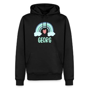 Georg Name Regenbogen Baby - Männer Premium Bio Hoodie - Schwarz - Vorne - Nico (187cm)