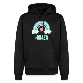 Hamza Name Regenbogen Baby - Männer Premium Bio Hoodie - Schwarz - Vorne - Nico (187cm)