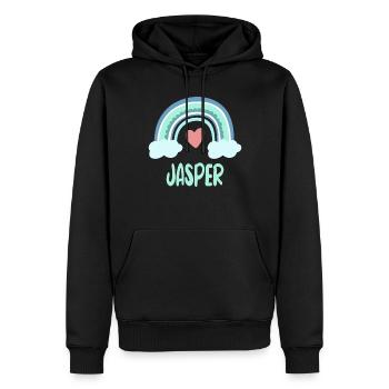 Jasper Name Regenbogen Baby - Männer Premium Bio Hoodie - Schwarz - Vorne - Nico (187cm)
