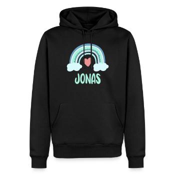 Jonas Name Regenbogen Baby - Männer Premium Bio Hoodie - Schwarz - Vorne - Nico (187cm)