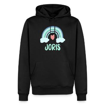 Le nom de Jori Rainbow Baby - Sweat à capuche Premium bio Homme - noir - Devant - Nico (187cm)