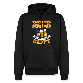 La bière est la preuve que Dieu nous aime | - Sweat à capuche Premium bio Homme - noir - Devant - Nico (187cm)