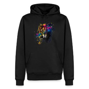 Lion face face colorful splash painting - Men’s Premium Organic Hoodie - black - Front - Nico (187cm)
