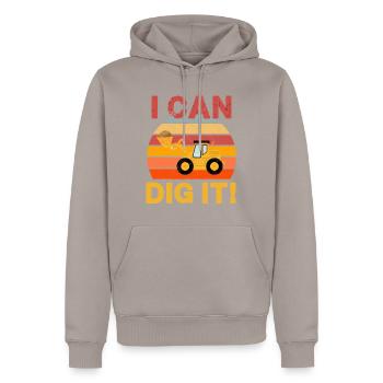 Ich kann es graben! - Männer Premium Bio Hoodie - Taupe - Vorne - Nico (187cm)