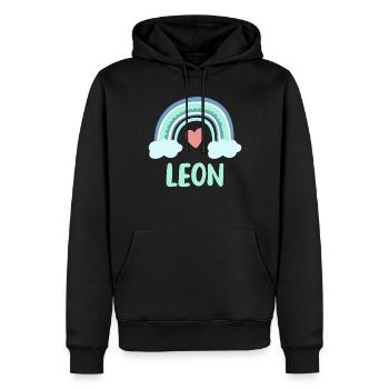 Leon Name Regenbogen Baby - Männer Premium Bio Hoodie - Schwarz - Vorne - Nico (187cm)