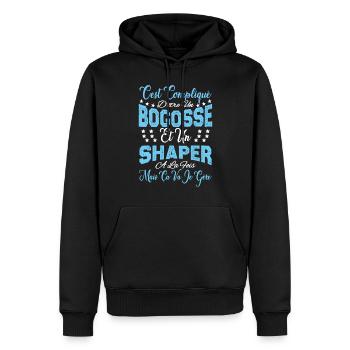 c'est compliqué d'être un Bogosse et un Shaper. - Sweat à capuche Premium bio Homme - noir - Devant - Nico (187cm)
