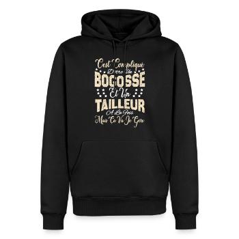 c'est compliqué d'être un Bogosse et un Tailleur. - Sweat à capuche Premium bio Homme - noir - Devant - Nico (187cm)