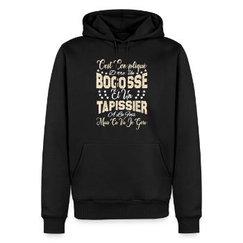c'est compliqué d'être un Bogosse et un Tapissier. - Sweat à capuche Premium bio Homme - noir - Devant - Nico (187cm)