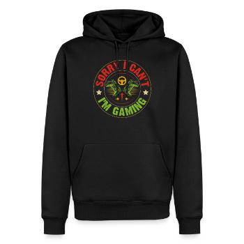 Sorry I Can t I m Gaming - Männer Premium Bio Hoodie - Schwarz - Vorne - Nico (187cm)