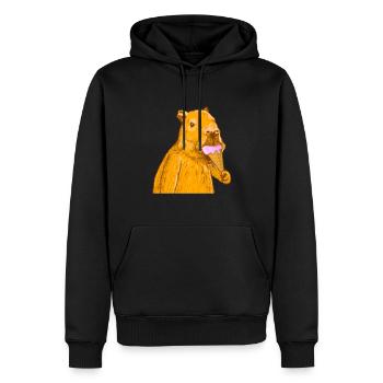Capybara isst Eis - Männer Premium Bio Hoodie - Schwarz - Vorne - Nico (187cm)