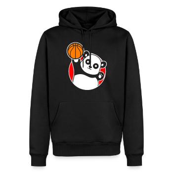 Basketball Spieler Panda Basketballer - Männer Premium Bio Hoodie - Schwarz - Vorne - Nico (187cm)