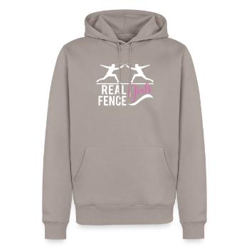 Female Fencing Girl Fencer Fence - Men’s Premium Organic Hoodie - taupe - Front - Nico (187cm)