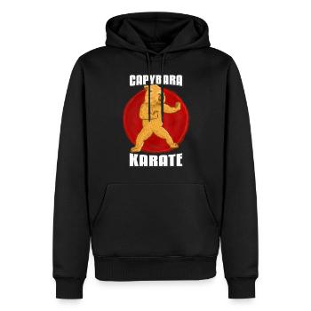 Capybara Karate Kämpfer - Männer Premium Bio Hoodie - Schwarz - Vorne - Nico (187cm)