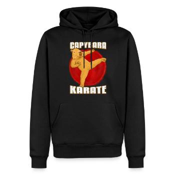 Karaté Capybara - Sweat à capuche Premium bio Homme - noir - Devant - Nico (187cm)