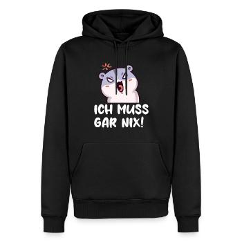 Ich Muss Gar Nix! Lustiger Hamster - Männer Premium Bio Hoodie - Schwarz - Vorne - Nico (187cm)