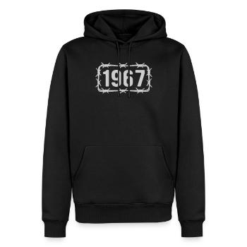 Anniversaire né en 1967 Fil de fer barbelé - Sweat à capuche Premium bio Homme - noir - Devant - Nico (187cm)