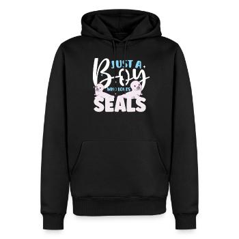 seal animal wilderness animals seals cute baby sea - Männer Premium Bio Hoodie - Schwarz - Vorne - Nico (187cm)