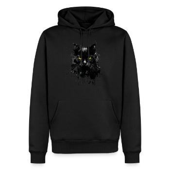 Black cat yellow eyes muzzle kitten ink - Men’s Premium Organic Hoodie - black - Front - Nico (187cm)