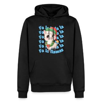 Noël des lamas - Sweat à capuche Premium bio Homme - noir - Devant - Nico (187cm)