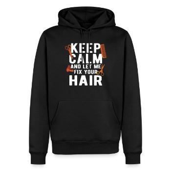 Coiffeur Coiffeur Coiffeur Coiffeur - Sweat à capuche Premium bio Homme - noir - Devant - Nico (187cm)