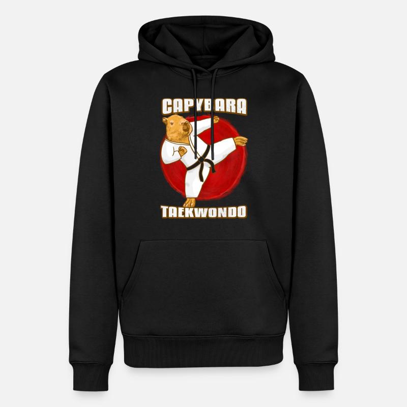 Capybara Taekwondo - Sweat à capuche Premium bio Homme - noir